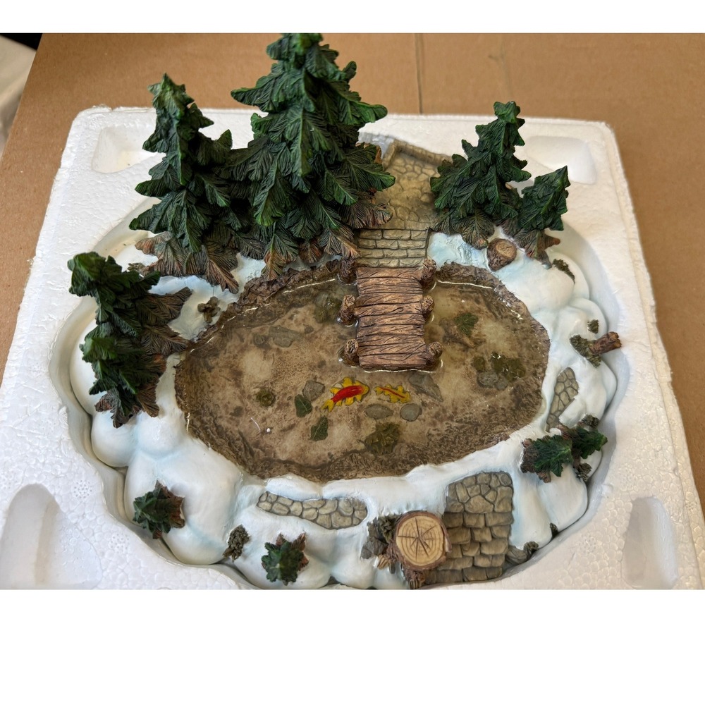 Department 56 Pine Point Pond Village Accessory Koi Fish Dock Winter Landscape